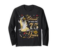 Blessed by God for 75 Years Old Women 75th Birthday Queen Maglia a Manica