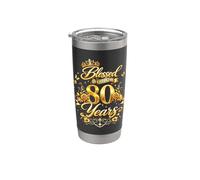 Blessed by God for 80 Years Old Women 80th Birthday Queen Bicchiere termico in acciaio inox doppia parete