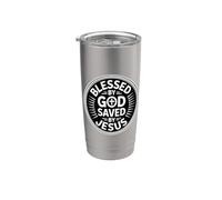 Blessed By God Saved By Jesus Bicchiere termico in acciaio inox doppia parete
