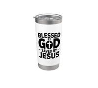 Blessed By God Saved By Jesus Bicchiere termico in acciaio inox doppia parete