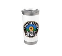 Blessed By God Saved By Jesus Bicchiere termico in acciaio inox doppia parete
