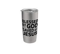 Blessed By God Saved By Jesus Bicchiere termico in acciaio inox doppia parete