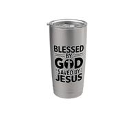 Blessed By God Saved By Jesus Bicchiere termico in acciaio inox doppia parete