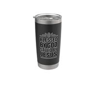 Blessed By God Saved By Jesus Bicchiere termico in acciaio inox doppia parete