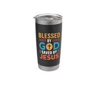 Blessed By God Saved By Jesus Bicchiere termico in acciaio inox doppia parete