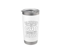 Blessed By God Saved By Jesus Bicchiere termico in acciaio inox doppia parete