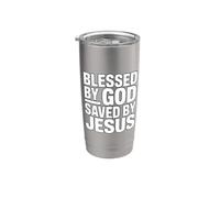 Blessed By God Saved By Jesus Bicchiere termico in acciaio inox doppia parete