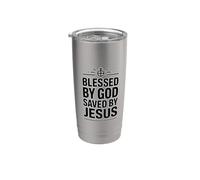 Blessed By God Saved By Jesus Bicchiere termico in acciaio inox doppia parete