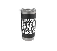 Blessed By God Saved By Jesus Bicchiere termico in acciaio inox doppia parete