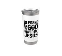 Blessed By God Saved By Jesus Bicchiere termico in acciaio inox doppia parete