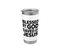 Blessed By God Saved By Jesus Bicchiere termico in acciaio inox doppia parete