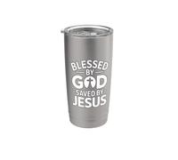 Blessed By God Saved By Jesus Bicchiere termico in acciaio inox doppia parete