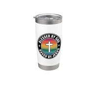 Blessed By God Saved By Jesus Bicchiere termico in acciaio inox doppia parete