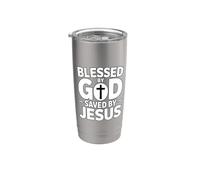 Blessed By God Saved By Jesus Bicchiere termico in acciaio inox doppia parete