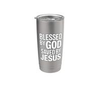 Blessed By God Saved By Jesus Bicchiere termico in acciaio inox doppia parete