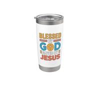 Blessed By God Saved By Jesus Bicchiere termico in acciaio inox doppia parete