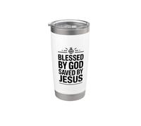 Blessed By God Saved By Jesus Bicchiere termico in acciaio inox doppia parete