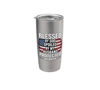 Blessed By God Spoiled By My Husband Protected By Both Bicchiere termico in acciaio inox doppia parete