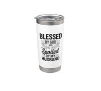 Blessed By God Spoiled By My Husband Protected By Both Bicchiere termico in acciaio inox doppia parete
