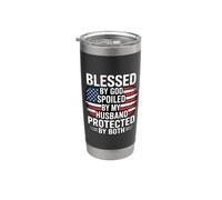 Blessed By God Spoiled By My Husband Protected By Both Bicchiere termico in acciaio inox doppia parete