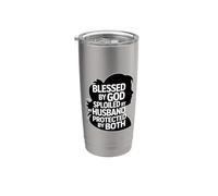 Blessed By God Spoiled By My Husband Protected By Both Bicchiere termico in acciaio inox doppia parete