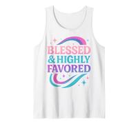 Blessed & Favored Christian Pastel Rainbow Retro Y2K Bianco Canotta