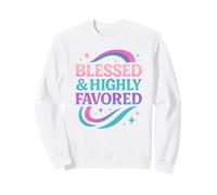 Blessed & Favored Christian Pastel Rainbow Retro Y2K Bianco Felpa