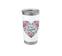 Blessed Grandma Camicia da donna con cuore floreale per festa della mamma Bicchiere termico in acciaio inox doppia parete