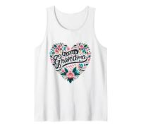 Blessed Grandma Camicia da Donna con Cuore Floreale per Festa della Mamma Canotta