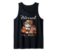Blessed Is Best Autunno & Autunno Carino Bianco Vintage Kitty & Cappello Canotta