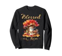 Blessed Is Best - Gatto Gattino Vintage per Autunno e Autunno Felpa