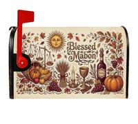 Blessed Mabon Harvest Quote Cornucopia - Copertine magnetiche per cassetta | Simboli del raccolto autunnale, copertura della posta della cassetta postale, tipografia vintage, decorazione stagionale per