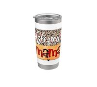Blessed Mama Baseball Mom Softball Madre Leopard Print Bicchiere termico in acciaio inox doppia parete