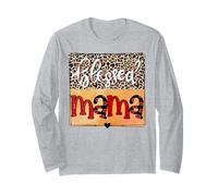 Blessed Mama Baseball Mom Softball Madre Leopard Print Maglia a Manica