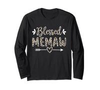 Blessed Memaw Grandma Grandmother Cute Leopard Mothers Day Maglia a Manica