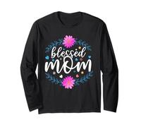Blessed Mom Flower Cute Mothers Day for Mommy Maglia a Manica