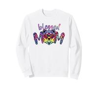 Blessed Mom Leopard Graphic for Women Rainbow Mama BAER Felpa