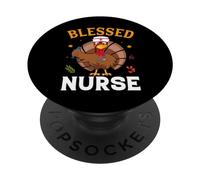 Blessed Nurse Funny Thanksgiving Thankful For Family PopSockets PopGrip Adesivo