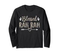 Blessed RAH RAH Grandma Grandmother Cute Leopard Mothers Day Maglia a Manica