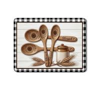 Blessed Spoon - Tappetino scolapiatti per bancone della cucina, tappetino scolapiatti in gomma assorbente rustico con girasole, tappetino scolapiatti vintage a scacchi per bar, 45 x 61 cm