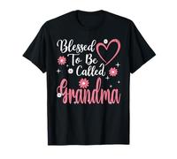 Blessed To Be Called Grandma Flower Heart Cute Mother's Day Maglietta