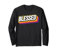 Blessed Vintage 70s Retro Christian Encouragement Maglia a Manica