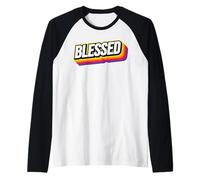 Blessed Vintage 70s Retro Christian Encouragement Maglia con Maniche Raglan