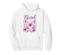 Blessed - Women's Christian Faith Butterfly Watercolor Felpa con Cappuccio