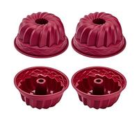 Blessfly Mini stampo in silicone, diametro 10 cm, set di 4, antiaderente, senza BPA, per torte, forno, lavastoviglie, tubo scanalato, per torte di zucca, gelatina, brownies, pane