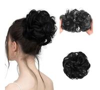 Blessmrich parrucchino con elastico per le donne ragazze grande bun parrucchino capelli cravatta con capelli arricciati bun capelli sintetici estensioni di capelli coda di cavallo parrucchini (1B#)