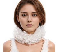 BLESSUME 1 pc Pizzo Rinascimento Collo Increspatura Collare (Bianca (16,5"))