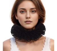 BLESSUME 1 pc Pizzo Rinascimento Collo increspatura Collare (Nero (16,5"))