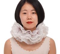 BLESSUME 1 pc Pizzo Rinascimento Collo Increspatura Collare (Viola & Bianco (16,5"))