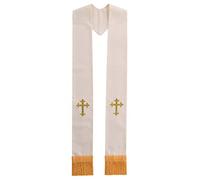 BLESSUME 1 stola da matrimonio con croce ricamata a forma di croce, Bianco/Oro 1, taglia unica